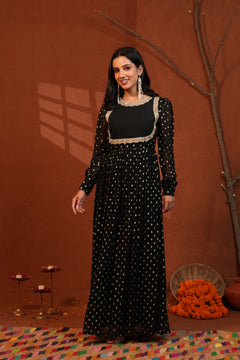 Shabnam Black Anarkali Long Kurti