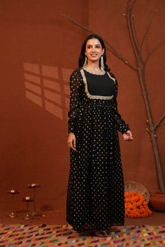 Shabnam Black Anarkali Long Kurti