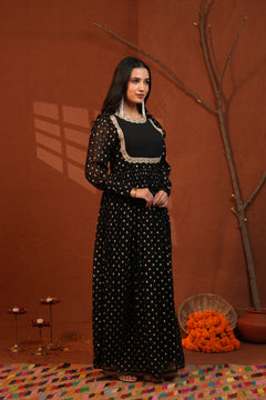 Shabnam Black Anarkali Long Kurti