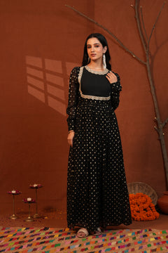 Shabnam Black Anarkali Long Kurti