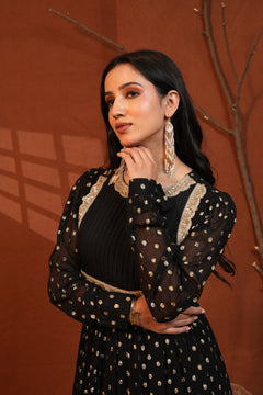 Shabnam Black Anarkali Long Kurti