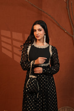 Shabnam Black Anarkali Long Kurti