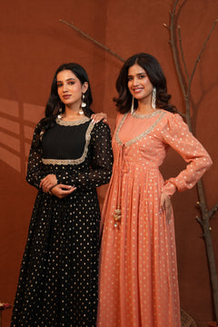 Zarina Peach Anarkali Long Kurti