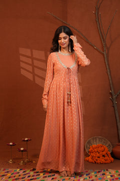 Zarina Peach Anarkali Long Kurti