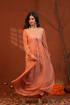 Zarina Peach Anarkali Long Kurti