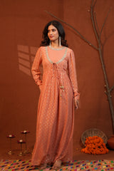 Zarina Peach Anarkali Long Kurti