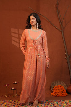 Zarina Peach Anarkali Long Kurti