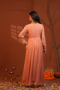 Zarina Peach Anarkali Long Kurti