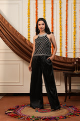 Jugnu Black Embellished Top Trouser Set