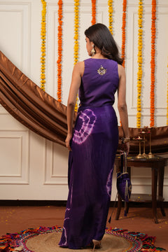 Elara Purple Waistcoat Skirt Set