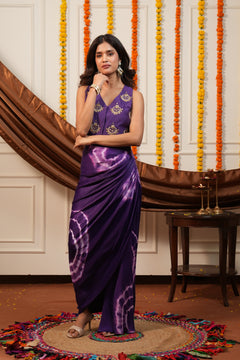 Elara Purple Waistcoat Skirt Set