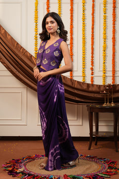 Elara Purple Waistcoat Skirt Set