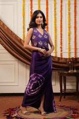 Elara Purple Waistcoat Skirt Set