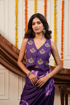 Elara Purple Waistcoat Skirt Set