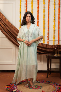 Sunlit Yellow Silver Lurex Kaftan Dress