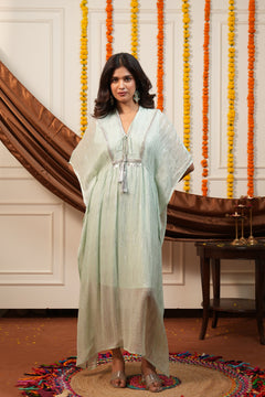 Sunlit Yellow Silver Lurex Kaftan Dress