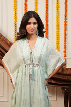 Sunlit Yellow Silver Lurex Kaftan Dress