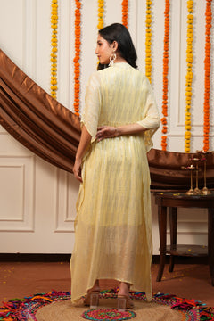Sunlit Yellow Silver Lurex Kaftan Dress