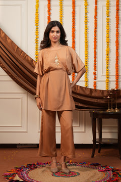 Kasturi Brown Dolman Top Co-ord Set