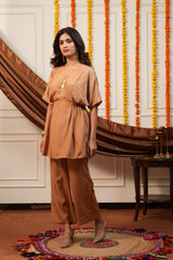 Kasturi Brown Dolman Top Co-ord Set