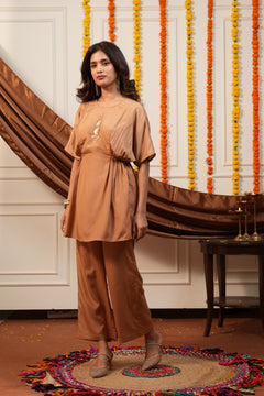 Kasturi Brown Dolman Top Co-ord Set