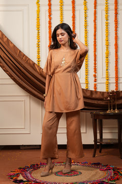 Kasturi Brown Dolman Top Co-ord Set