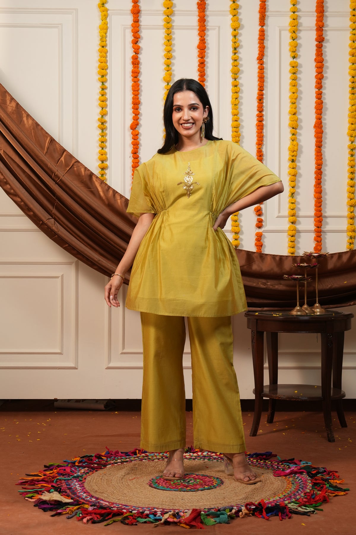 Mehndi Green Dolman Top Co-ord Set