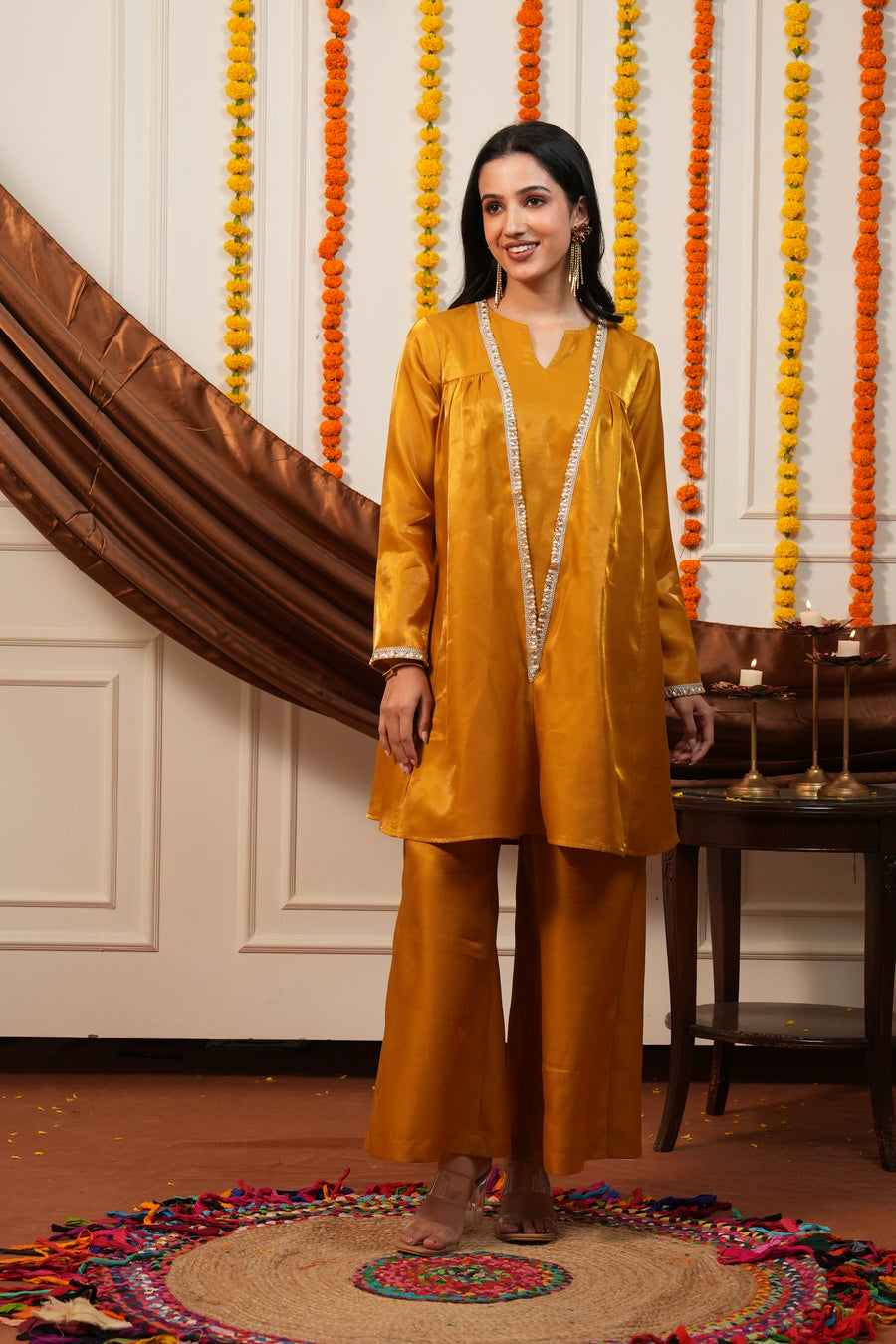 Suvarna Mustard Kurti Plazo Set