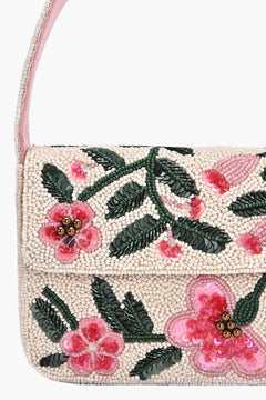 Floral Beaded Shoulder Bag