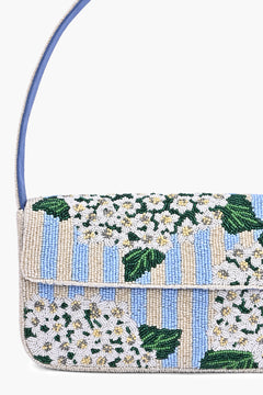 Floral Striped Beaded Shoulder Bag