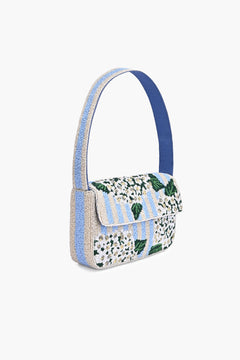 Floral Striped Beaded Shoulder Bag