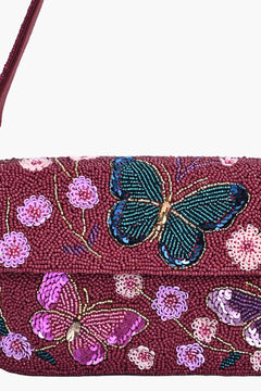 Butterfly Beaded Shoulder Bag