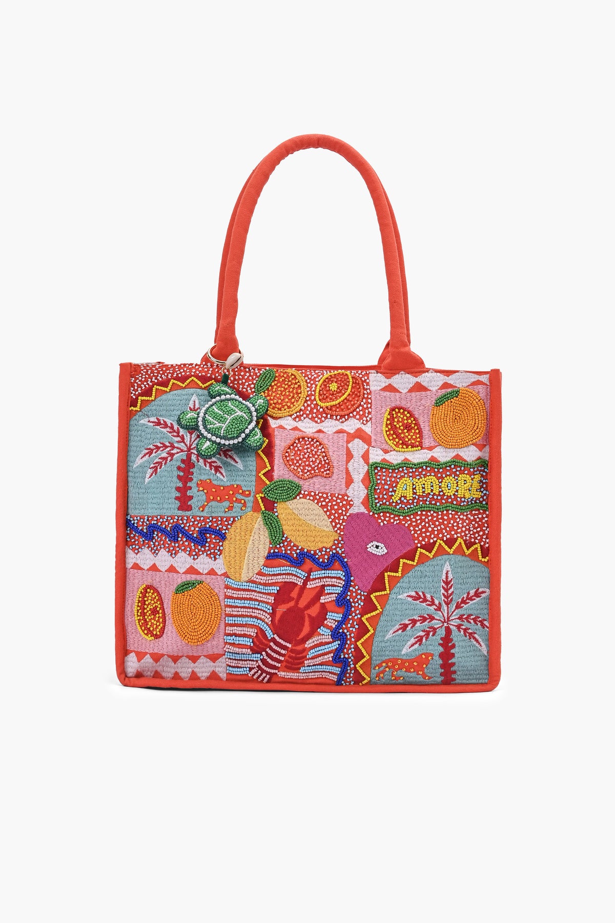 Embroidered Tropical Tote Bag