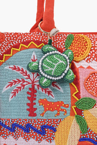 Embroidered Tropical Tote Bag