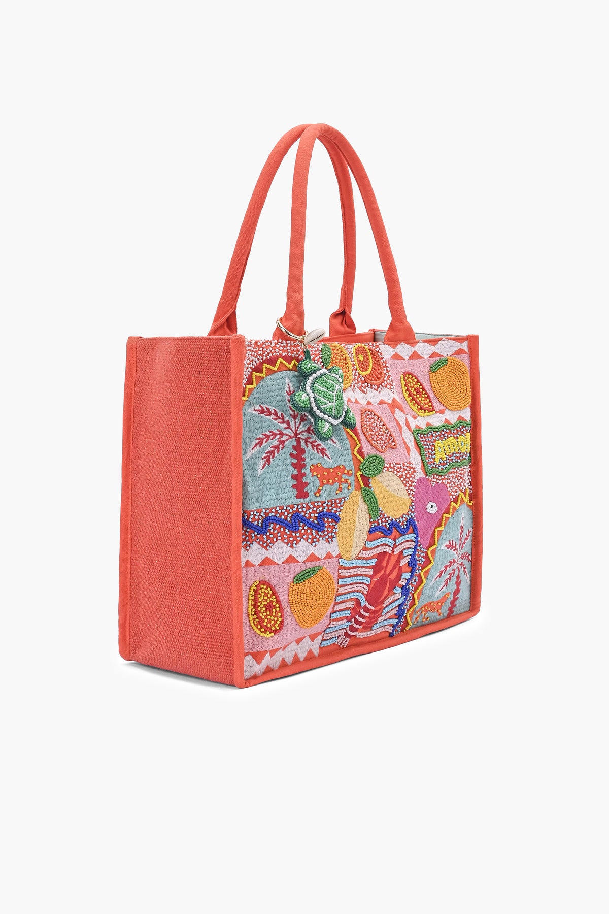 Embroidered Tropical Tote Bag
