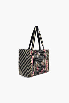 Elara Black Beaded Butterfly Tote Bag