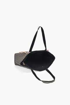 Elara Black Beaded Butterfly Tote Bag