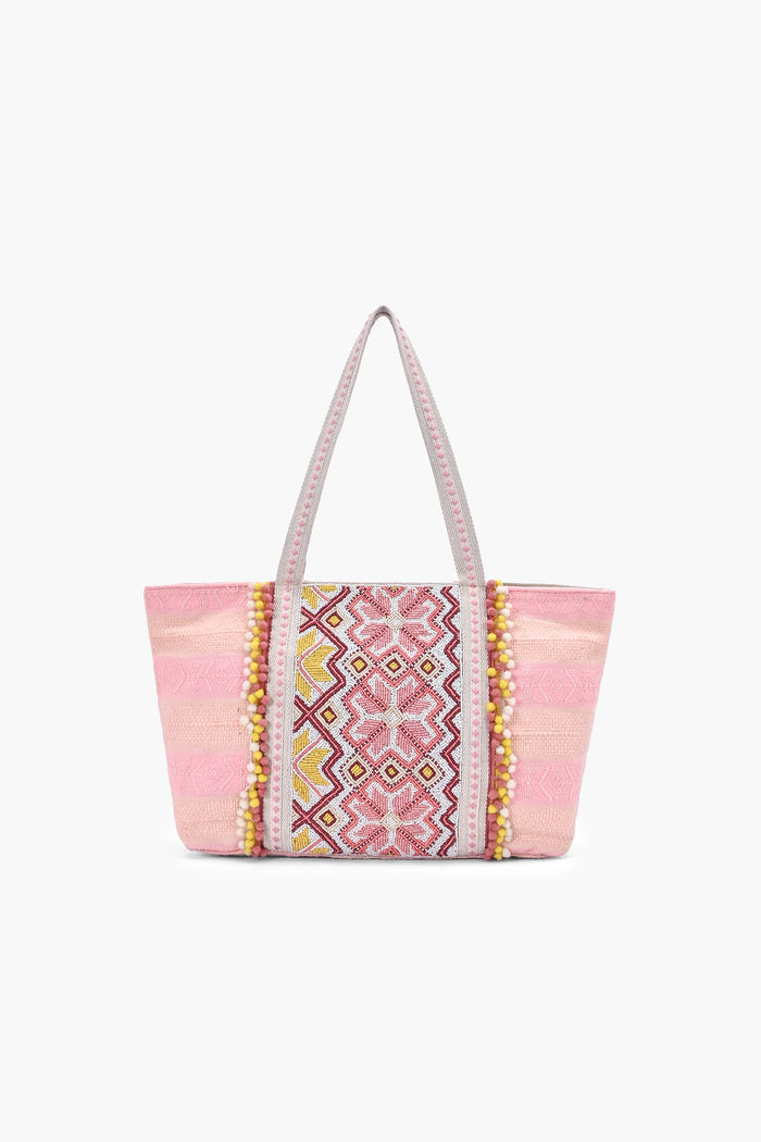 Amara Pink Heritage Beaded Tote Bag