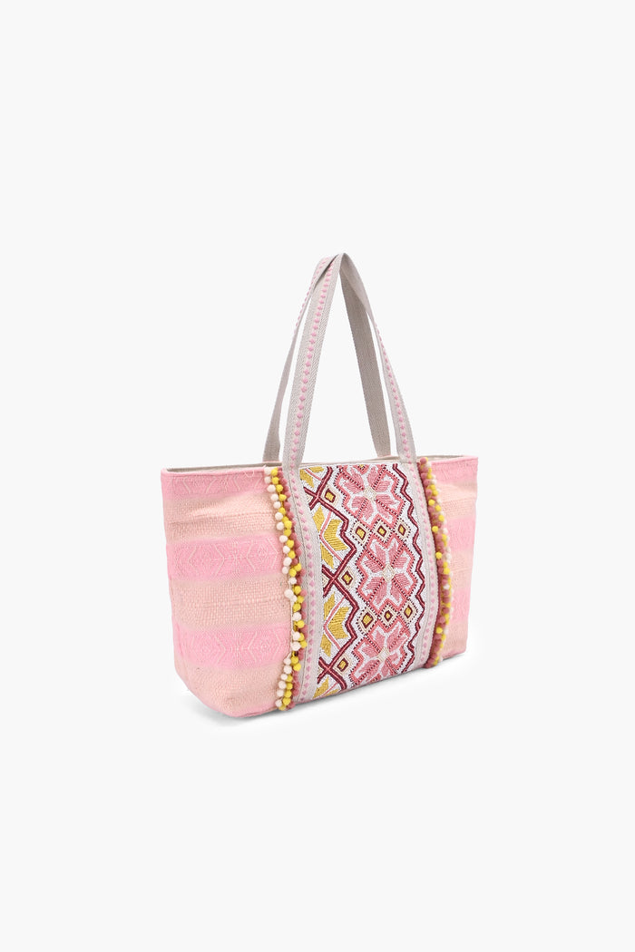 Amara Pink Heritage Beaded Tote Bag