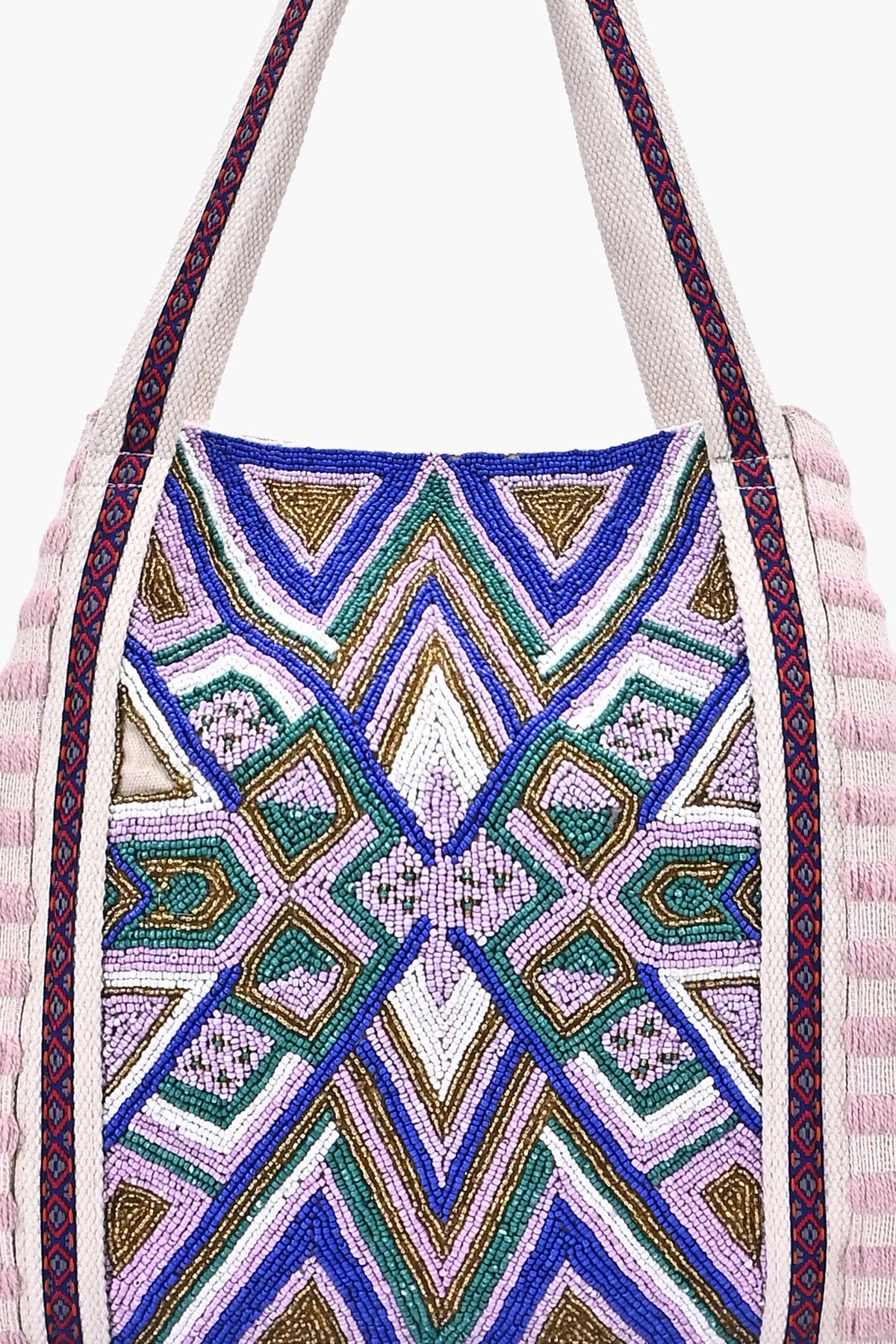Serene Mosaic Beaded Stripe Tote Bag