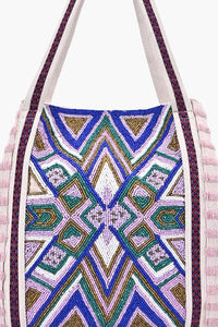 Serene Mosaic Beaded Stripe Tote Bag