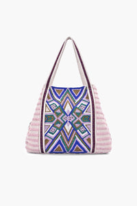 Serene Mosaic Beaded Stripe Tote Bag