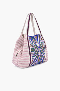 Serene Mosaic Beaded Stripe Tote Bag