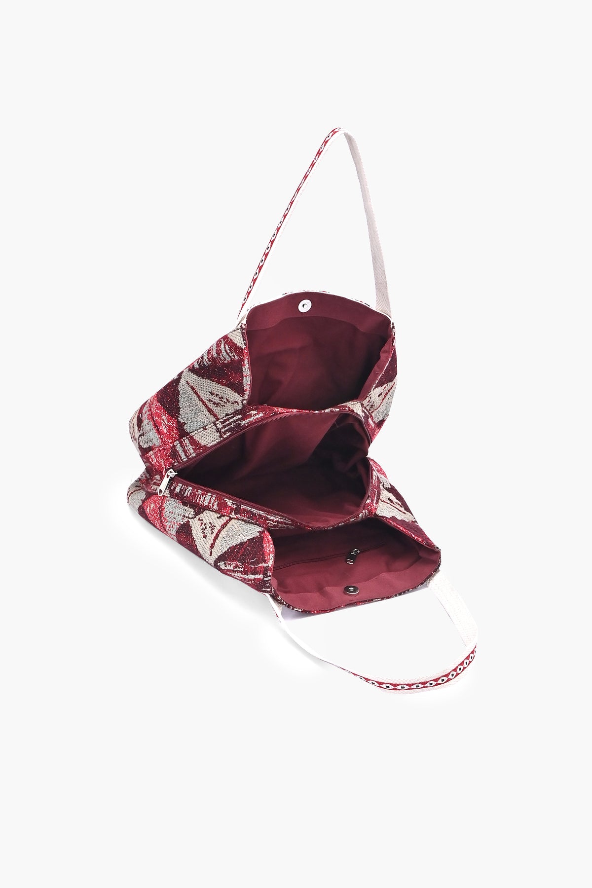 Crimson Chevron Evil Eye Tote Bag