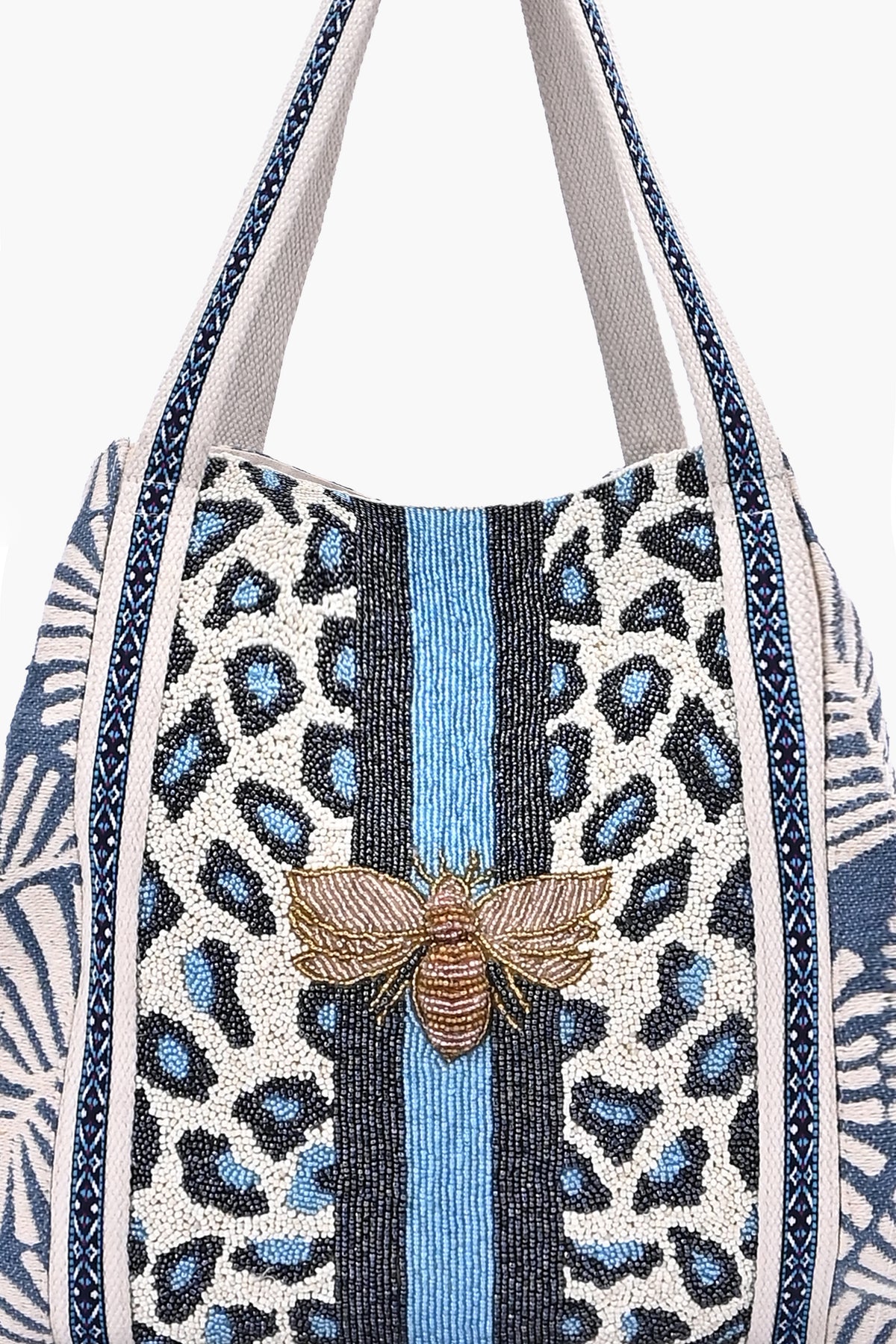 Ivory Bloom Bee Embellished Tote Bag