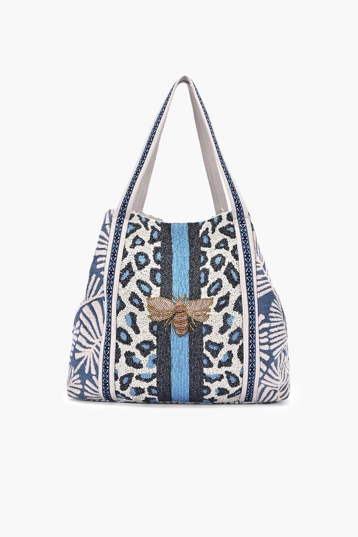 Ivory Bloom Bee Embellished Tote Bag