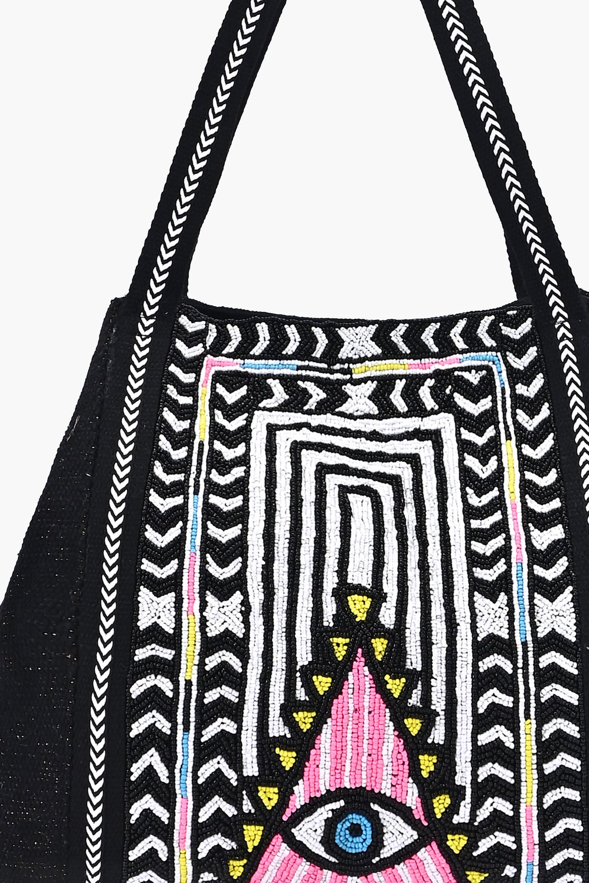 Noir Aura Evil Eye Embroidered Tote Bag