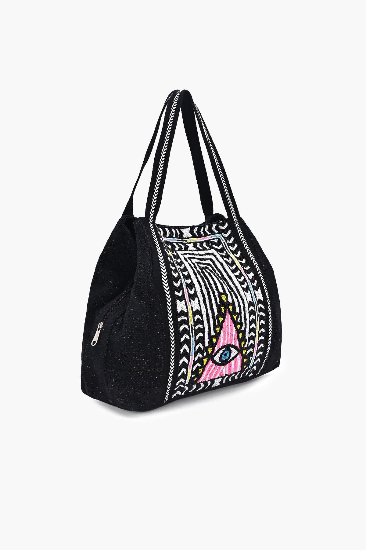 Noir Aura Evil Eye Embroidered Tote Bag