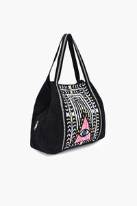 Noir Aura Evil Eye Embroidered Tote Bag
