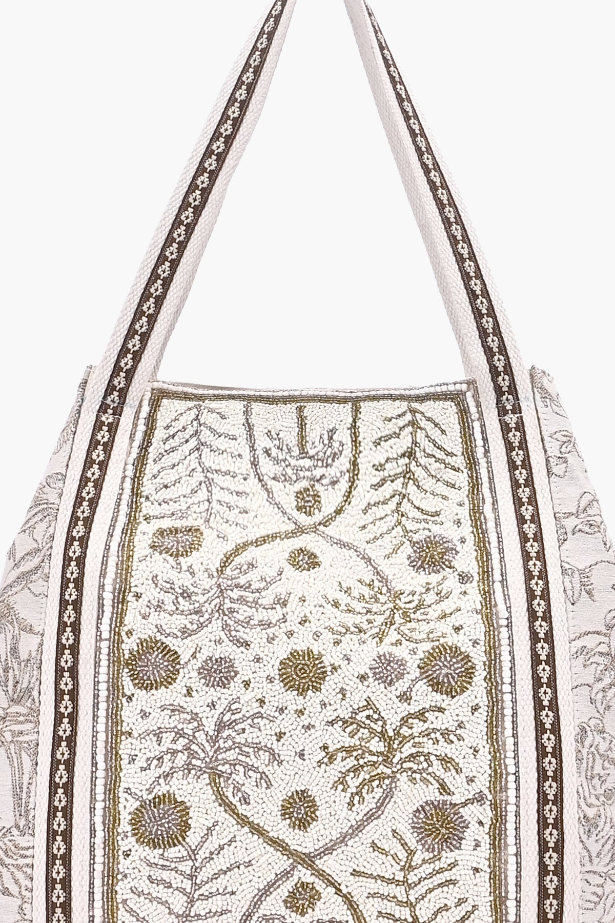 Heritage Bloom Beaded Tote Bag